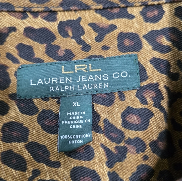 Vintage Lauren Ralph Lauren Leopard Print Denim Trucker Jacket Women's XL - Picture 5 of 5
